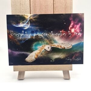 4x6 Owl in Space Fantasy Composite Oil Painting Wall Art Print‎